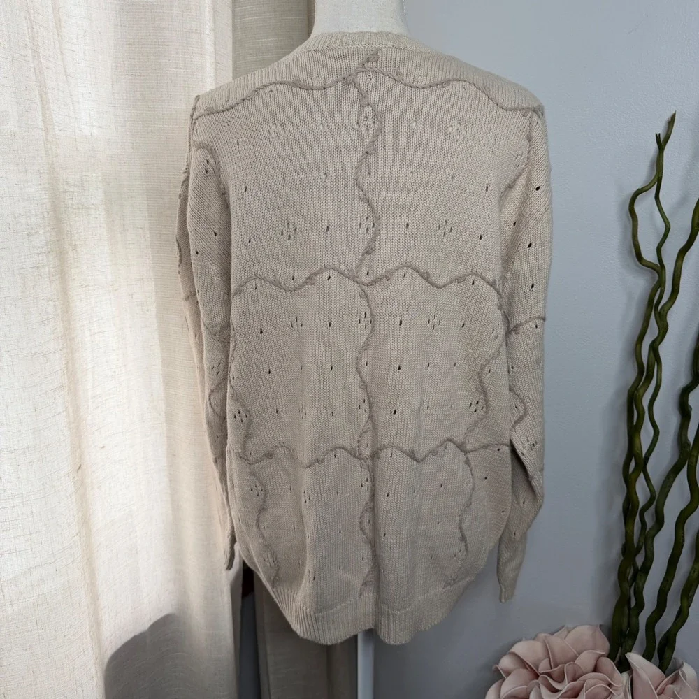 90s Vintage Northern‎ Reflections Floral Embroidered Cardigan Sweater Medium
